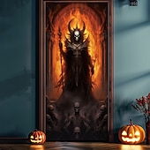 billige Halloween dørdeksler-dørdekorasjoner skjeletter dørdeksler dørteppe dørgardindekorasjon bakteppe dørbanner til inngangsdør gårdshus feriefest dekorutstyr