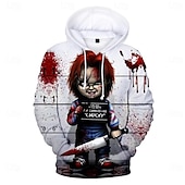 cheap Cartoon &amp; Movie Character Graphic-Chucky Hoodie Cartoon Manga Anime 3D Front Pocket Graphic For Couple&#039;s Men&#039;s Women&#039;s Adults&#039; Back To School 3D Print Casual Daily