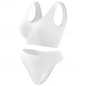 cheap Sports Bra-Women&#039;s Light Support Sports Bra Set Open Back Bra Top Padded Fitness Leisure Sports Running Breathable Lightweight Soft Aqua Blue Black White Solid Colored