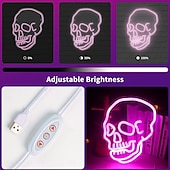 billiga Hallowen Rekvisita Belysning-halloween neonskylt rosa led skylt skelett skalle neonljus spöke led neonskylt usb-driven switch lysa upp neonskyltar för väggdekoration sovrum halloween födelsedagsfest leverans