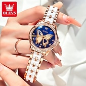 levne Quartz hodinky-olevs 5610 dámské hodinky elegantní módní kamínková luneta keramický řemínek náramkové hodinky vodotěsné svítící automatické hodinky