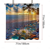 お買い得  シャワーカーテン-フック付きシャワーカーテン 180cm*180cm(70&quot;*70&quot;) ポリエステル洗濯可能防水パターンバスルームバスタブデコ海岸の海