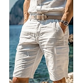 abordables Día festivo-Hombre Pantalón Corto Cargo Pantalón corto Pantalones cortos de lino Pantalones cortos de verano Pantalones cortos de playa Multi bolsillo Pierna recta Plano Comodidad Transpirable Longitud de la