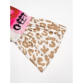 cheap Print Casual Dress-Satin Leopard Print Button Up Crew Neck Casual Daily Maxi Dress
