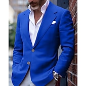 abordables Blazers para hombre-Hombre chaqueta Negocio Fiesta de Cóctel Fiesta de Boda Moda Casual Primavera &amp; Otoño Poliéster Color sólido Botón Bolsillo Cómodo Botonadura Simple Chaqueta de sport Rosa Claro Amarillo Rosa Azul