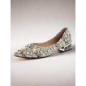 tanie Zwykły-Damskie Szpilki Bling Bling Buty Sandały z kryształkami Impreza Obcas słupek Nasek w szpic Moda Płótno Mokasyny Kolorowy