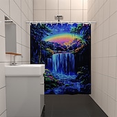 cheap Shower Curtains-Shower Curtain with Hooks 180cm*180cm(70&quot;*70&quot;) Polyester Washable Waterproof Forest Waterfall Pattern Bathroom Bathtub Decor