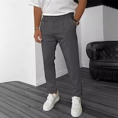 levne Kalhoty chinos-Pánské Oblekové Kalhoty Kalhoty chinos Knoflíky Kapsy Bez vzoru Pohodlné Formální Párty Práce Módní Klasický styl Černá Fialová Lehce elastické