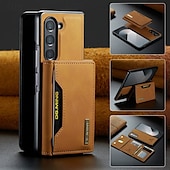 baratos Capa Samsung-telefone Capinha Para Samsung Galaxy Dobra Z 7 Dobra Z 6 Z Fold 5 Z Fold 4 Z Fold 3 Capa traseira Com Suporte Destacável Magnética Retro TPU PC Couro PU