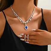 cheap Jewelry Sets-Bridal Jewelry Sets Two-piece Suit Imitation Diamond 1 Necklace Earrings Women&#039;s Elegant Stylish Classic Lovely Classic Love Precious Geometric Jewelry Set For Wedding Gift