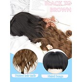 abordables Perruques Synthétiques Sans Bonnet-perruque avec frange longue perruque ondulée pour femme perruque en cheveux synthétiques pour une utilisation quotidienne en soirée