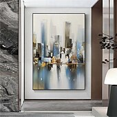 preiswerte Landschaftsgemälde-großes abstraktes Stadtgemälde handgemachtes urbanes Kunstgemälde handgemaltes Stadtskyline-Gemälde New York Skyline Ölgemälde New York City Gemälde Wandkunst großes abstraktes Gemälde