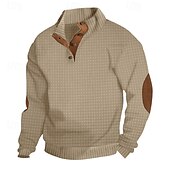 abordables Sudaderas Básicas_-Hombre Sudadera Negro Blanco Verde Ejército Caqui Gris Cuello Mao Bloque de color Retazos Deporte Diario Festivos Texturizado Ropa de calle Básico Casual Primavera &amp; Otoño Ropa Sudaderas con capucha
