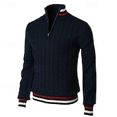economico maglione pullover da uomo-Per uomo Pullover Maglione Maglione lavorato a maglia A coste Maglia Standard Lavorato a maglia Color Block Chiusura lampo quarto Di tendenza Essenziale Da tutti i giorni Appuntamento Abbigliamento