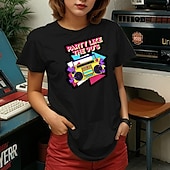 levne Retro grafika-retro vintage tričko basic trička z 90. let pro dospělé dámské horké razítkové párty ležérní denní směs bavlny