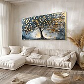 cheap Floral/Botanical Paintings-Mintura Handmade 3D Tree Texture Oil Paintings On Canvas Wall Art Decoration Modern Abstract Landscape Picture For Home Decor Rolled Frameless Unstretched Painting