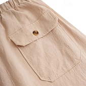 economico Vacanza-Per uomo Pantaloni di Lino Pantaloni Pantaloni Estivi Tasca Semplice Comodità Traspirante Quotidiano All'aperto Uscire Moda Streetwear Cachi Grigio chiaro