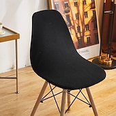 abordables Funda para silla de comedor-Fundas de concha para silla de comedor, funda curvada de licra sin brazos, funda de asiento lavable, fundas elásticas para taburete, decoración del hogar y la cocina