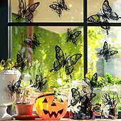 billige Halloween-Dobbeltlags hodeskalle rose halloween 3d tredimensjonal sommerfugl hjemmedekorasjonsklistremerker