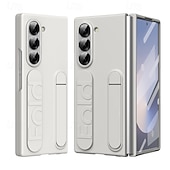 cheap Samsung Cases-Phone Case For Samsung Galaxy Z Fold 6 Back Cover with Stand Holder with Screen Protector Full Body Protective Retro PC Silicone