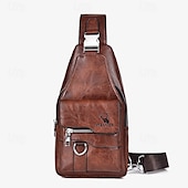 levne Pánské tašky-pánská hnědá crossbody kabelka z umělé kůže s mnoha kapsami na zip a nastavitelným popruhem, stylová a funkční pro každodenní použití