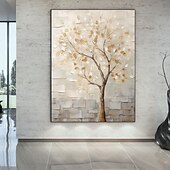 cheap Landscape Paintings-Handmade Oil PaintingCanvasWall Art DecorationAbstract Knife PaintingFlowers WhiteFor Home Decor Rolled Frameless Unstressed Painting