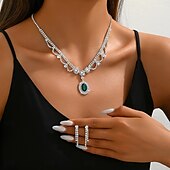 cheap Jewelry Sets-Bridal Jewelry Sets Two-piece Suit Imitation Diamond 1 Necklace Earrings Women&#039;s Elegant Stylish Classic Lovely Classic Love Precious Geometric Jewelry Set For Wedding Gift