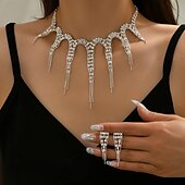 billige Smykkesett-Smykke Sett 3 stk Strass Legering Øredobber Halskjeder Dame Elegant Årgang Nydelig geometriske Geometrisk Form Smykkesett Til Bryllup Fest jubileum