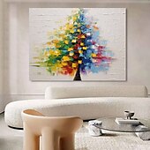 abordables Peintures fleurs/botaniques-peinture d&#039;arbre en fleurs colorée à la main 100% peint à la main peinture d&#039;arbre de fleur texturée peinture à l&#039;huile d&#039;arbre abstrait acrylique peinture de décoration murale pour salon bureau