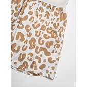 cheap Print Casual Dress-Satin Leopard Print Button Up Crew Neck Casual Daily Maxi Dress