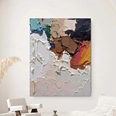 preiswerte Abstrakte Gemälde-handgemachtes 3D-Ölgemälde auf Leinwand, groß, handgemalt, abstrakt, strukturiert, mit Palettenmesser, Boho-Ölgemälde, Wandkunst, individuell, zeitgenössisches minimalistisches Kunstwerk für