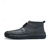 baratos Botas para Homem-botins masculinos de couro sintético marrom com costura artesanal, tira e fivela para um estilo casual e ao ar livre