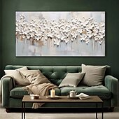 preiswerte Blumen-/Botanische Gemälde-handgemachtes großes 3D-Blumenölgemälde auf Leinwand, handgemaltes weißes Kirschblütengemälde, großes Wandkunstgemälde, handgemachtes Palettenmessergemälde, strukturiertes Acrylgemälde,