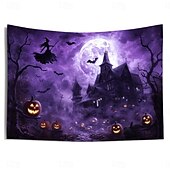 voordelige halloween wandtapijten-Halloween decoraties blacklight wandtapijt uv-reactief glow in the dark glow party spookhuis psychedelisch trippy mistig hangend wandtapijt muurschildering voor woonkamer slaapkamer heks pompoen