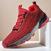 baratos Ténis para Homem-Homens Tênis Sapatos brancos Tecelagem voadora Confortável Antiderrapante Com Cadarço Preto Vermelho Cinzento