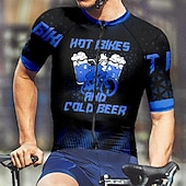 cheap Men's Jerseys-Men's Cycling Jersey Letter &amp; Number Beer Short Sleeve Bike Tee Tshirt Jersey with 3 Rear Pockets Mountain Bike MTB Quick Dry Anatomic Design Wicking Breathable Sports Yellow Red Blue Clothing Apparel