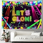 זול שטיחי קיר של Blacklight-blacklight שטיח uv תגובתי זוהר בחושך זוהר מסיבת ניאון רעיונות מסיבת זוהר מקלות מסיבה תלוי שטיח קיר אמנות קיר ציור קיר לחדר שינה בסלון