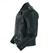 preiswerte Lederjacken-Herren Kunstlederjacke übergangsjacke Mantel Bikerjacke Täglich Outdoorbekleidung Winddicht Tasche Frühling &amp; Herbst Einfach Punk Lässig Revers Regulär Schwarz Wein Blau Braun Jacken