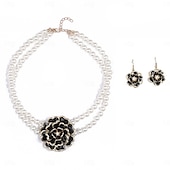 cheap Jewelry Sets-Bridal Jewelry Sets Two-piece Suit Pearl 1 Necklace Earrings Women&#039;s Elegant Luxury Sweet Lovely Classic Flower Love Geometric Jewelry Set For Wedding Party Evening Gift