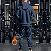 economico Tute basic-Per uomo Felpa con cappuccio Tuta Da Ginnastica Felpa con cappuccio a zip intera Tuta da ginnastica Nero Blu marino Cachi Grigio Con cappuccio Liscio Tasche A cordoncino 2 pezzi Sportivo Giornaliero