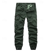 cheap Cargo Pants-Men&#039;s Cargo Pants Joggers Tactical Pants Trousers Buttons Multi Pocket Elastic Cuff Plain Wearable Outdoor Daily Camping &amp; Hiking Fashion Classic Black Wine