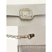 cheap Clutches &amp; Evening Bags-Women&#039;s White Satin Clutch with Rhinestone Buckle - Elegant Evening Bag for Special Occasions