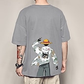 cheap Cartoon &amp; Movie Character Graphic-One Piece Monkey D. Luffy Cosplay Costume T-shirt Anime Graphic Prints Printing Harajuku Graphic For Men&#039;s Women&#039;s Adults&#039; Back To School