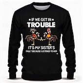 cheap Men&#039;s 3D Sweatshirts-Men&#039;s If We Get In Trouble It&#039;s My Sister&#039;s Fault Because I Listened To Her  Sweatshirt Long Sleeve Sweatshirt Crew Neck Fashion Daily 3D Print Vacation  Fall Winter