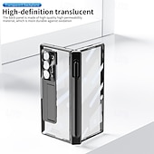 olcso Samsung-tokok-telefon Ügy Kompatibilitás Samsung Galaxy Z Hajtogatás 6 Z Fold 5 Z Fold 4 Z Fold 3 Fekete tok Állvánnyal és Képernyővédő Mágneses Retro Páncél PC Fém
