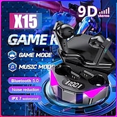 abordables Auriculares telefónicos y de negocios-Auriculares inalámbricos x15 tws 5,3 auriculares bluetooth 65ms de baja latencia auriculares deportivos para juegos con micrófono para xiaomi iphone