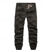 cheap Cargo Pants-Men&#039;s Cargo Pants Joggers Tactical Pants Trousers Buttons Multi Pocket Elastic Cuff Plain Wearable Outdoor Daily Camping &amp; Hiking Fashion Classic Black Wine