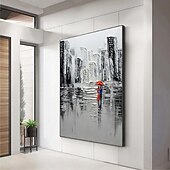 preiswerte Landschaftsgemälde-großes abstraktes Stadtgemälde handgemachtes urbanes Kunstgemälde handgemaltes Stadtskyline-Gemälde New York Skyline Ölgemälde New York City Gemälde Wandkunst großes abstraktes Gemälde