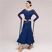 voordelige Ballroom danskleding-Ballroomdansen Kleding Gesplitst Kristallen / Bergkristallen Dames Prestatie Opleiding Lange mouw Kristal Katoen Netstof