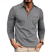 preiswerte Klassisches Poloshirt für Herren-Herren Golfhemd Golfpolo Arbeit Casual Kargen Langarm Basic Modern Farbblock Patchwork Taste Frühling &amp; Herbst Regular Fit Wein Schwarz Armeegrün Königliches Blau Dunkelgrau Braun Golfhemd